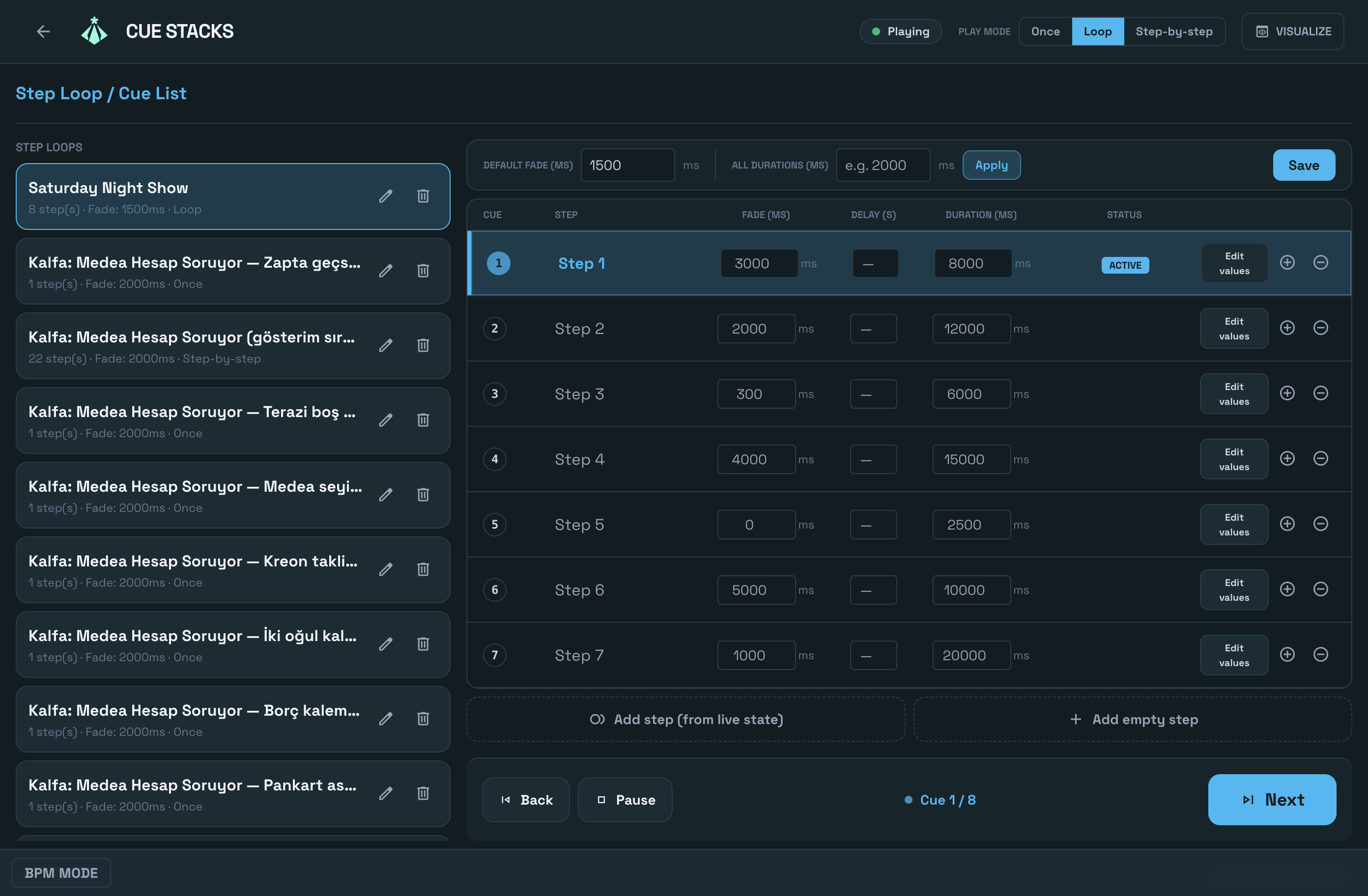 Relackout listas de cues